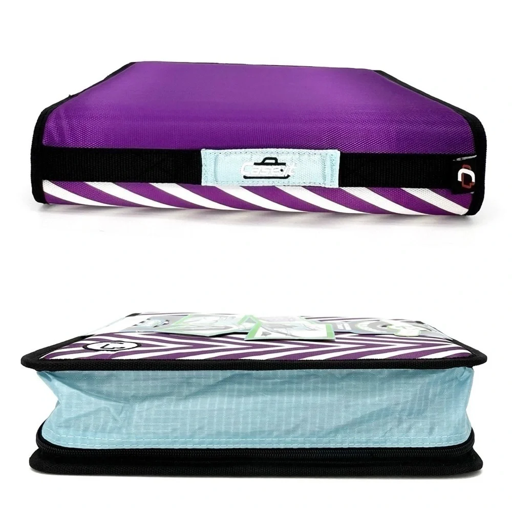 Case-It “The Classic” 2” Three Ring Binder Purple & White Chevron Blue 3 New NWT
